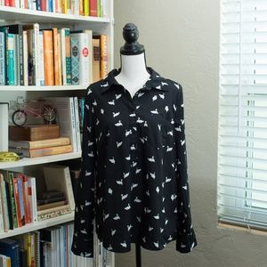 Merona Swan Print Blouse XL